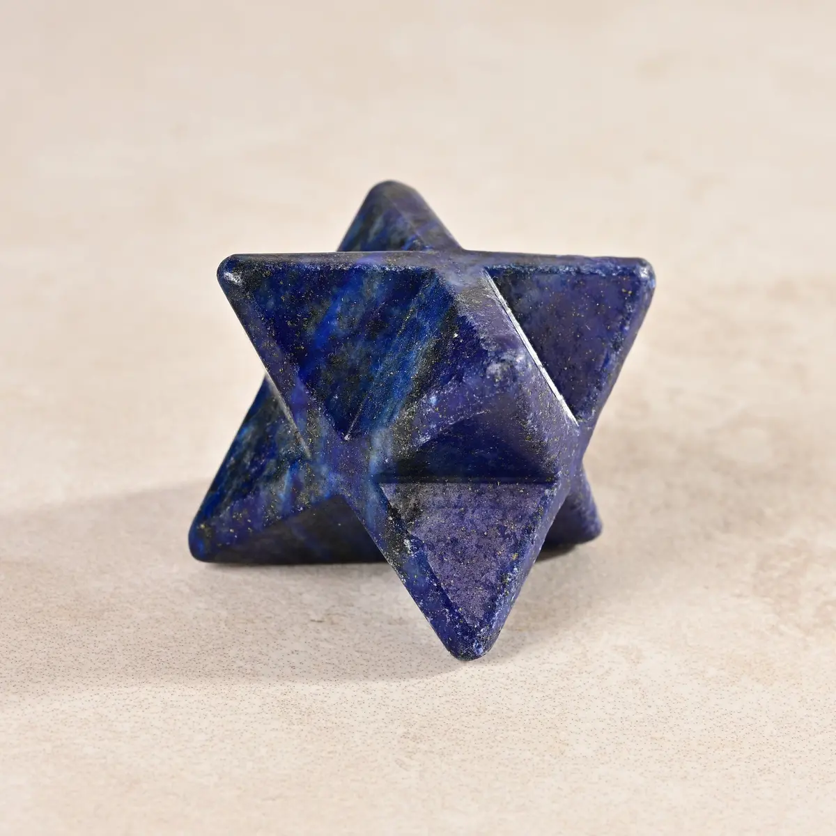 1.25" Lapis Merkaba Star Natural Gemstone Carving 1