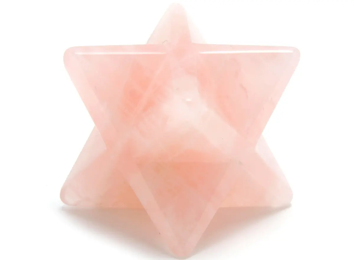 1.25" Rose Quartz Merkaba Star Natural Gemstone Carving 1