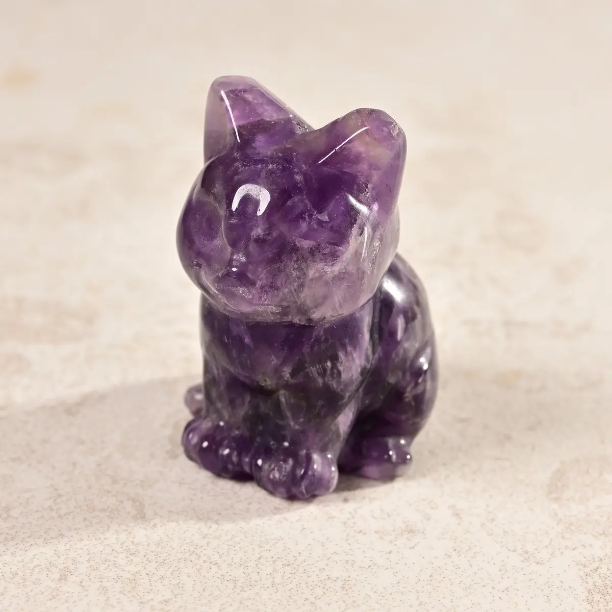 1.5" Amethyst Cat Natural Gemstone Carving 1