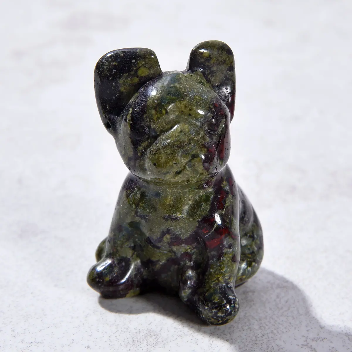 1.5" Bloodstone Bulldog Natural Gemstone Carving 1