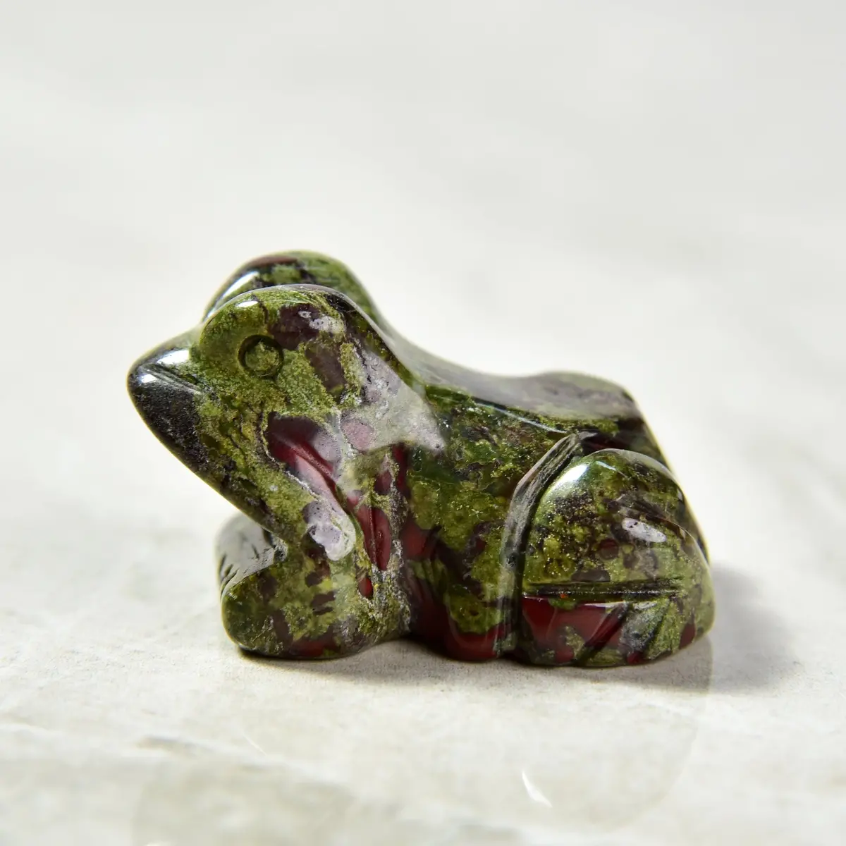 1.5" Bloodstone Frog Natural Gemstone Carving 1