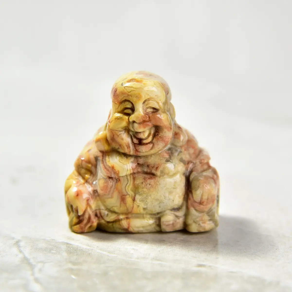 1.5" Crazy Lace Agate Buddha Natural Gemstone Carving 1