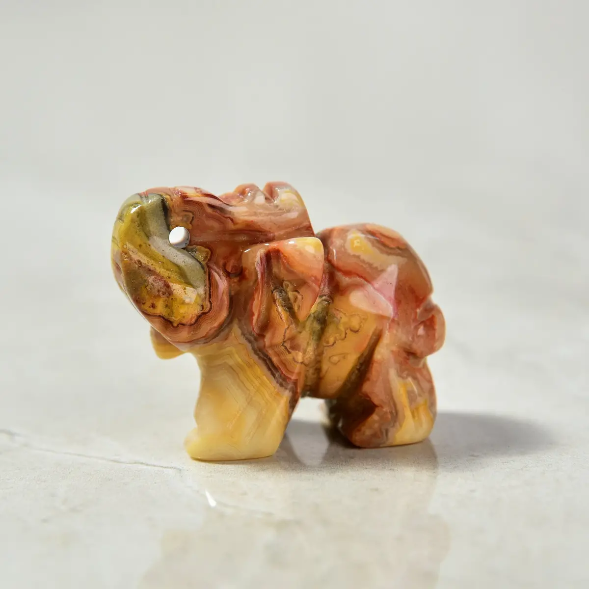 1.5" Crazy Lace Agate Elephant Natural Gemstone Carving 1