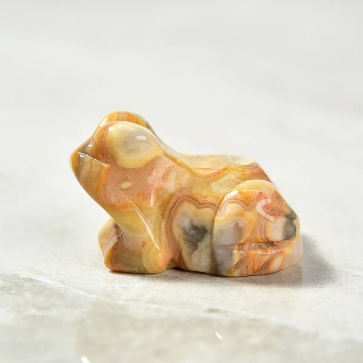 1.5" Crazy Lace Agate Frog Natural Gemstone Carving 1