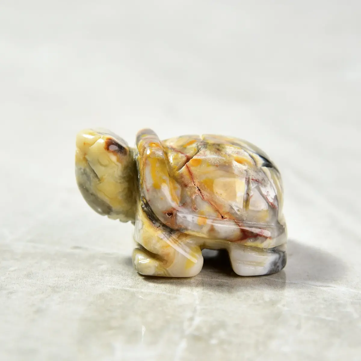 1.5" Crazy Lace Agate Turtle Natural Gemstone Carving 1