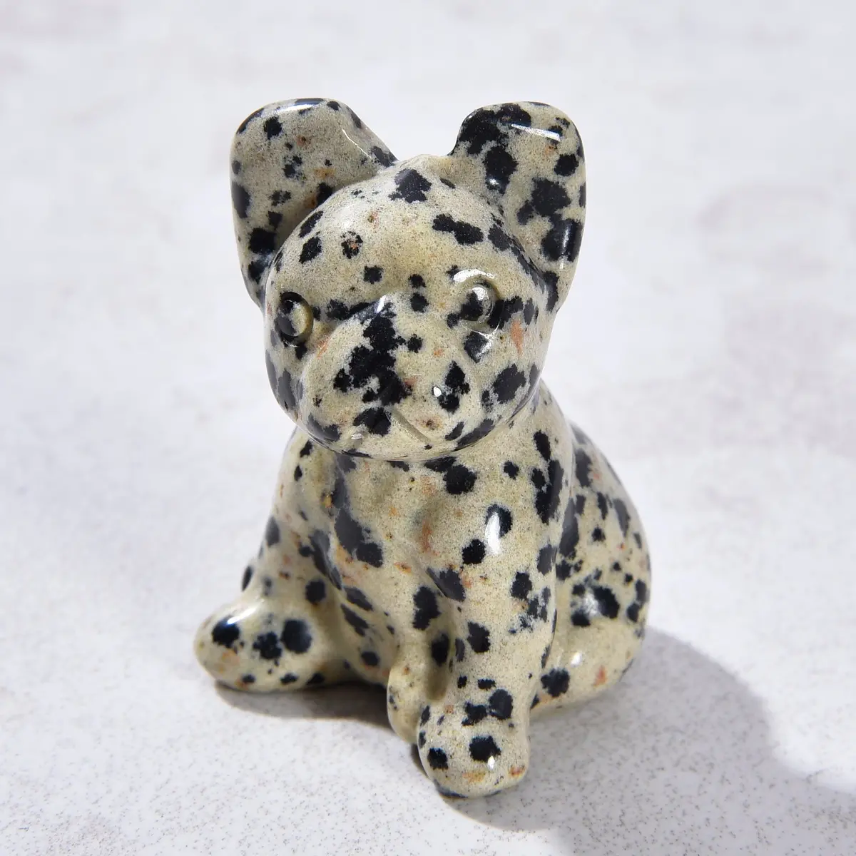 1.5" Dalmation Jasper Bulldog Natural Gemstone Carving 1