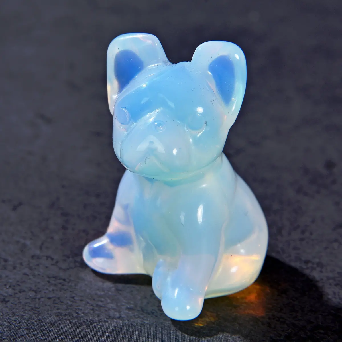 1.5" Opalite Moonstone Bulldog Gemstone Carving 1