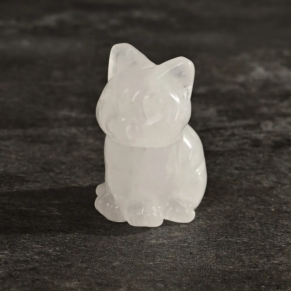 1.5" Quartz Cat Natural Gemstone Carving 1