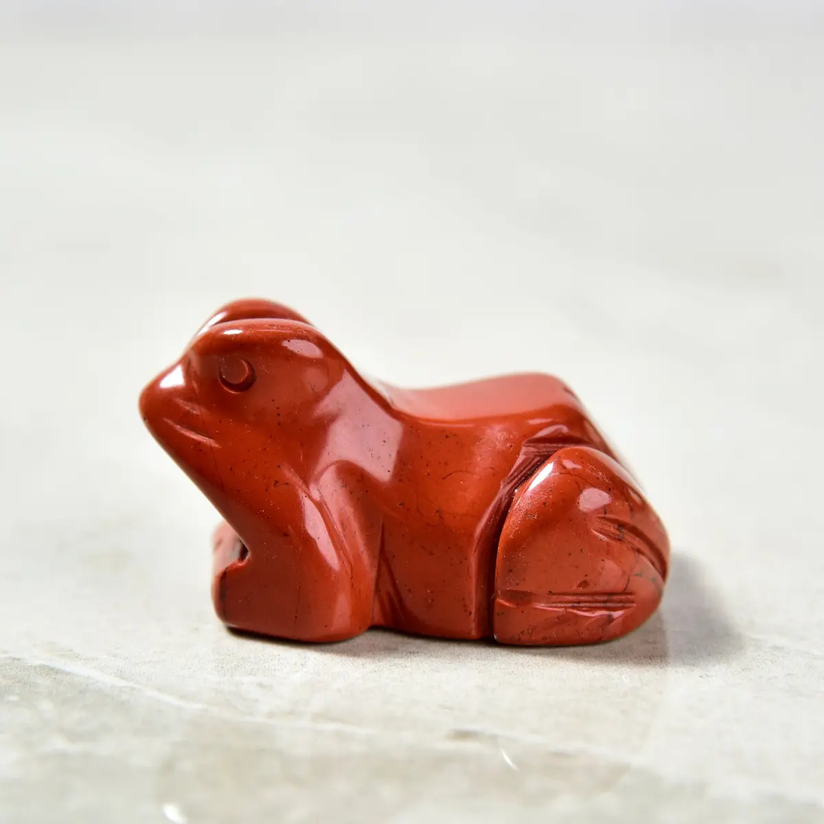 1.5" Red Jasper Frog Natural Gemstone Carving 1