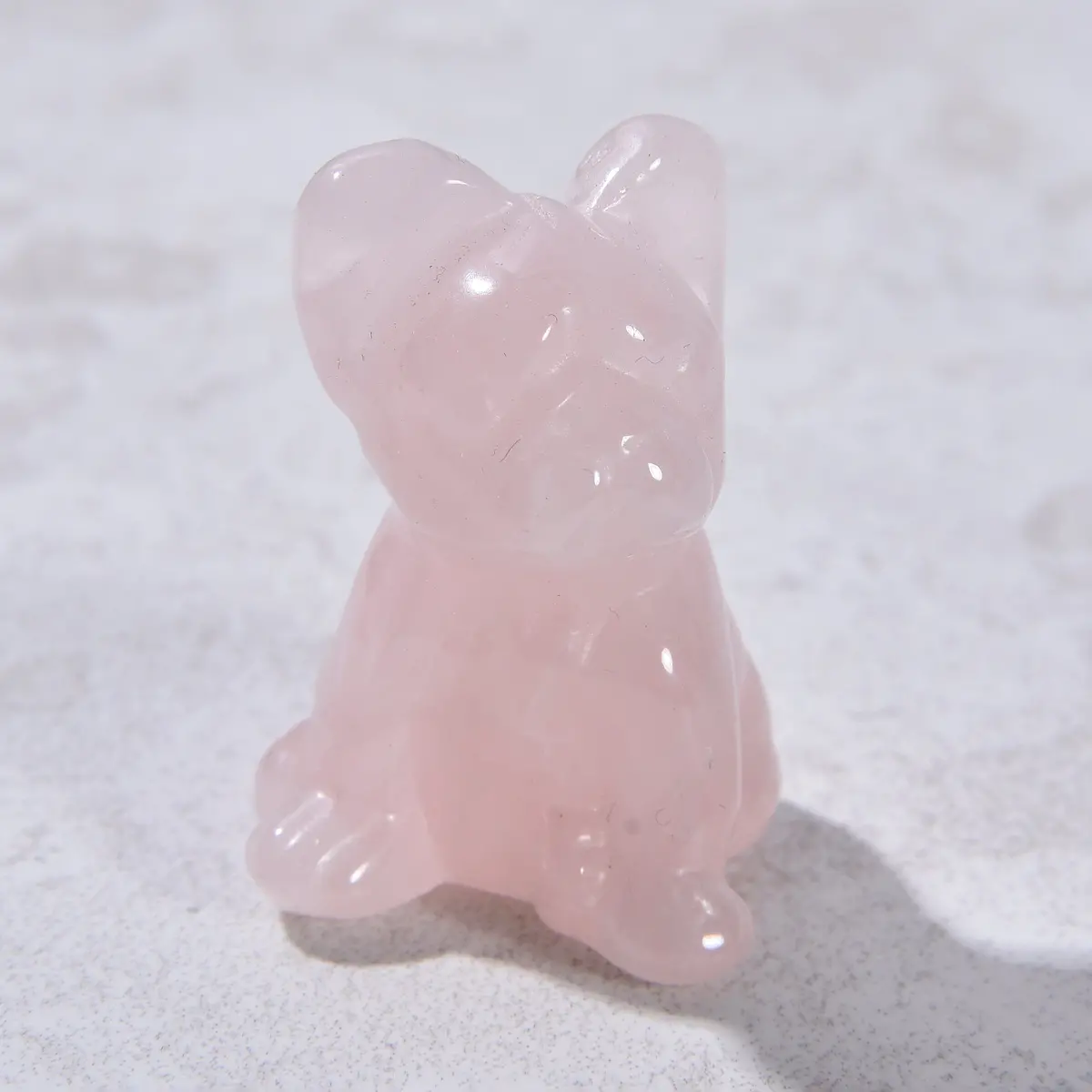 1.5" Rose Quartz Bulldog Natural Gemstone Carving 1