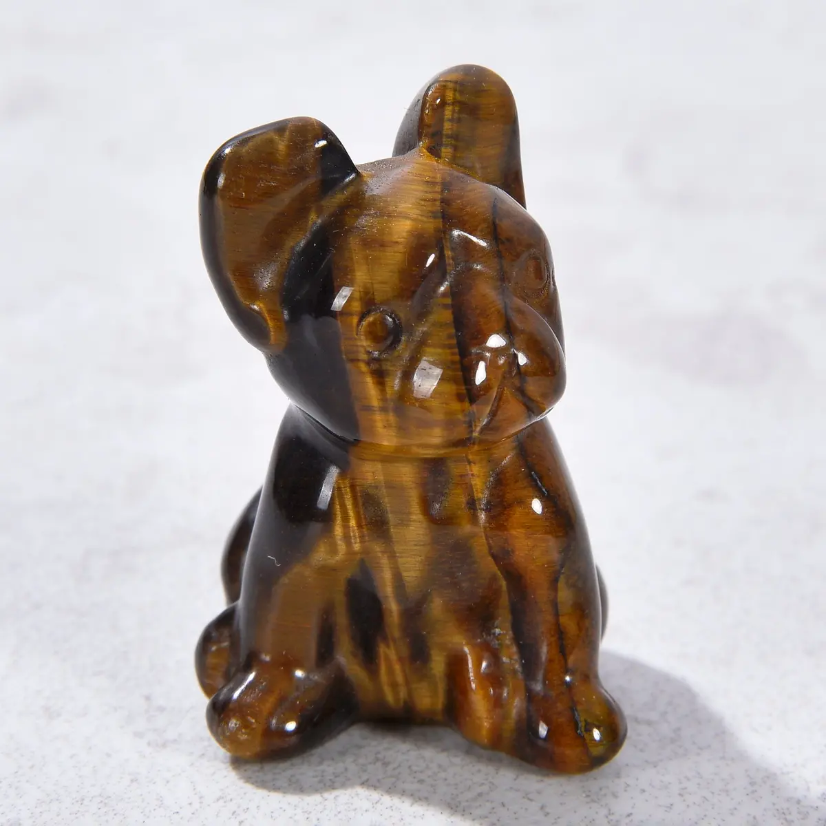 1.5" Tiger Eye Bulldog Natural Gemstone Carving 1