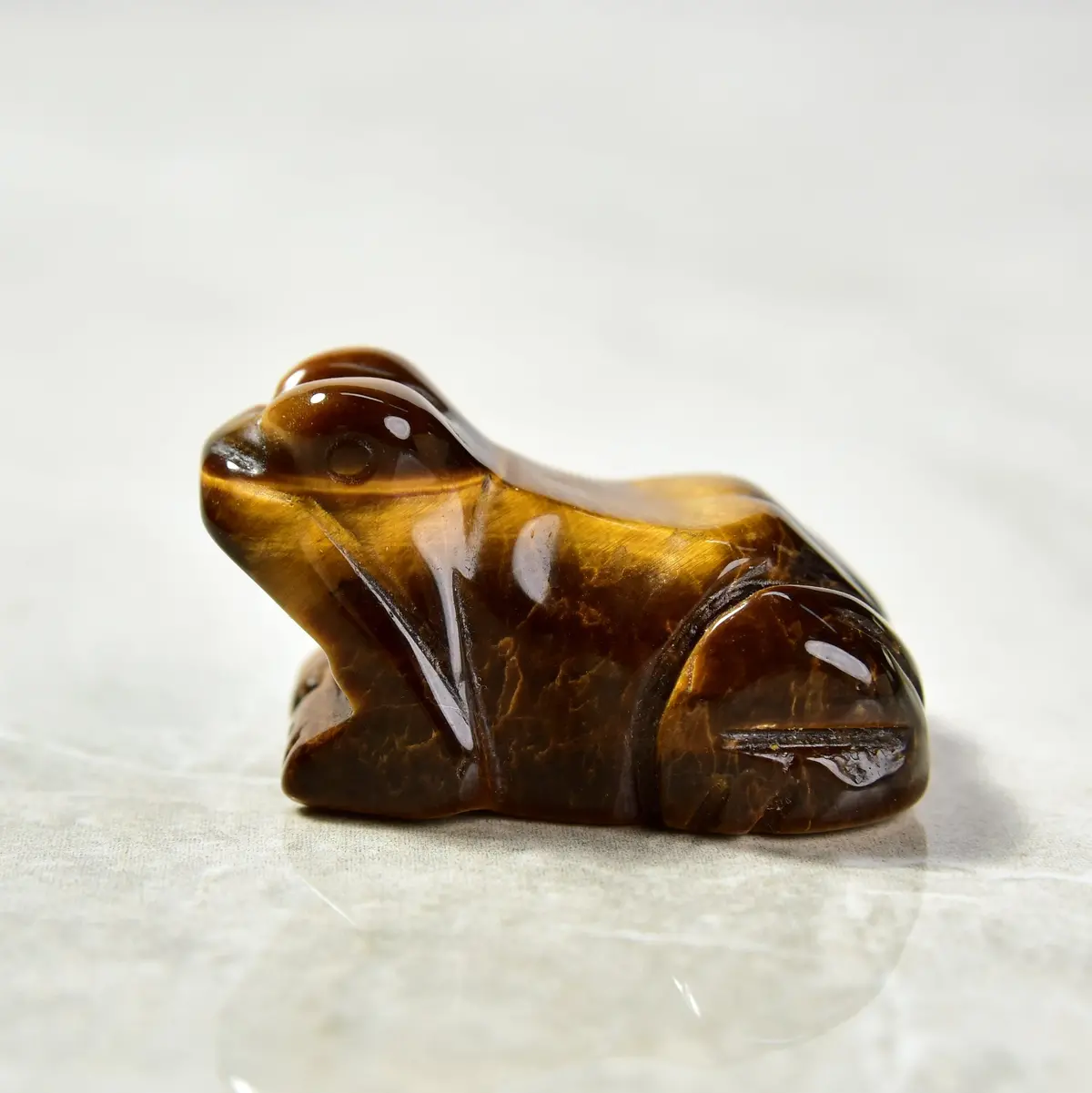 1.5" Tiger Eye Frog Natural Gemstone Carving 1