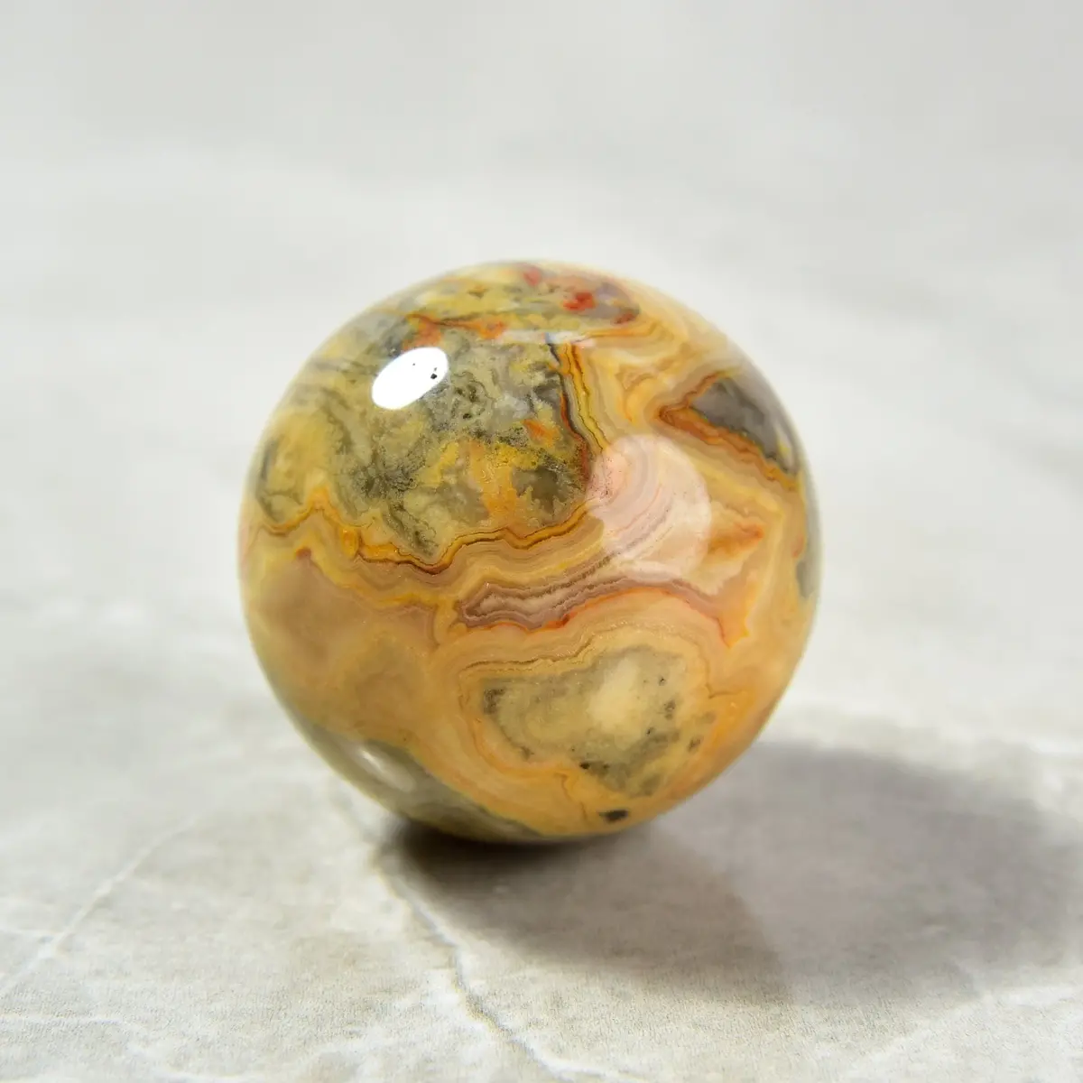 1.6" Crazy Lace Agate Sphere Natural Gemstone Carving 1