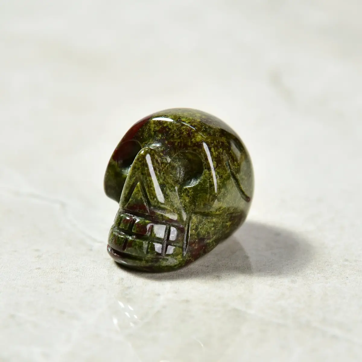 1" Bloodstone Skull Natural Gemstone Carving 1