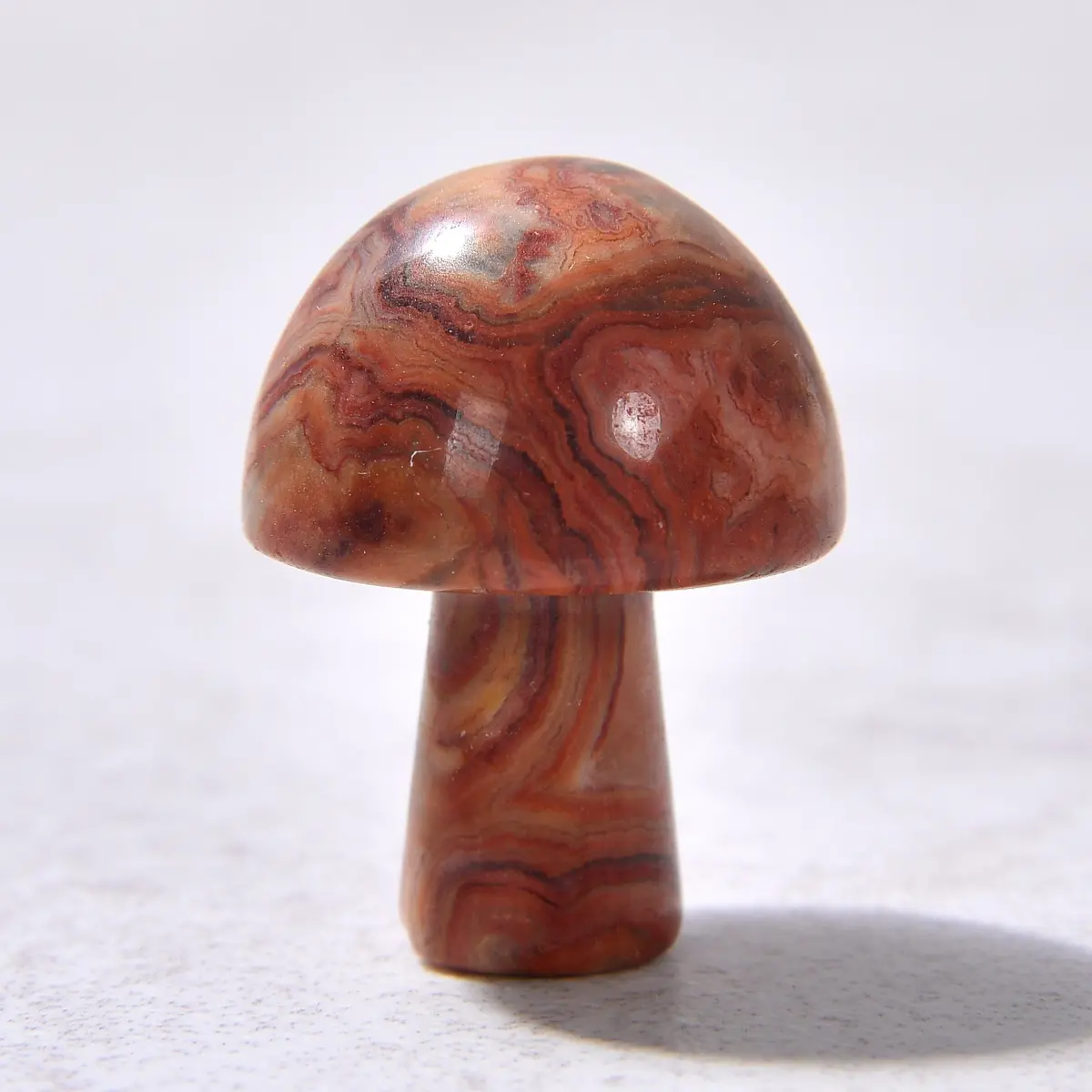 1" Crazy Lace Agate Mushroom Natural Gemstone Carving 1