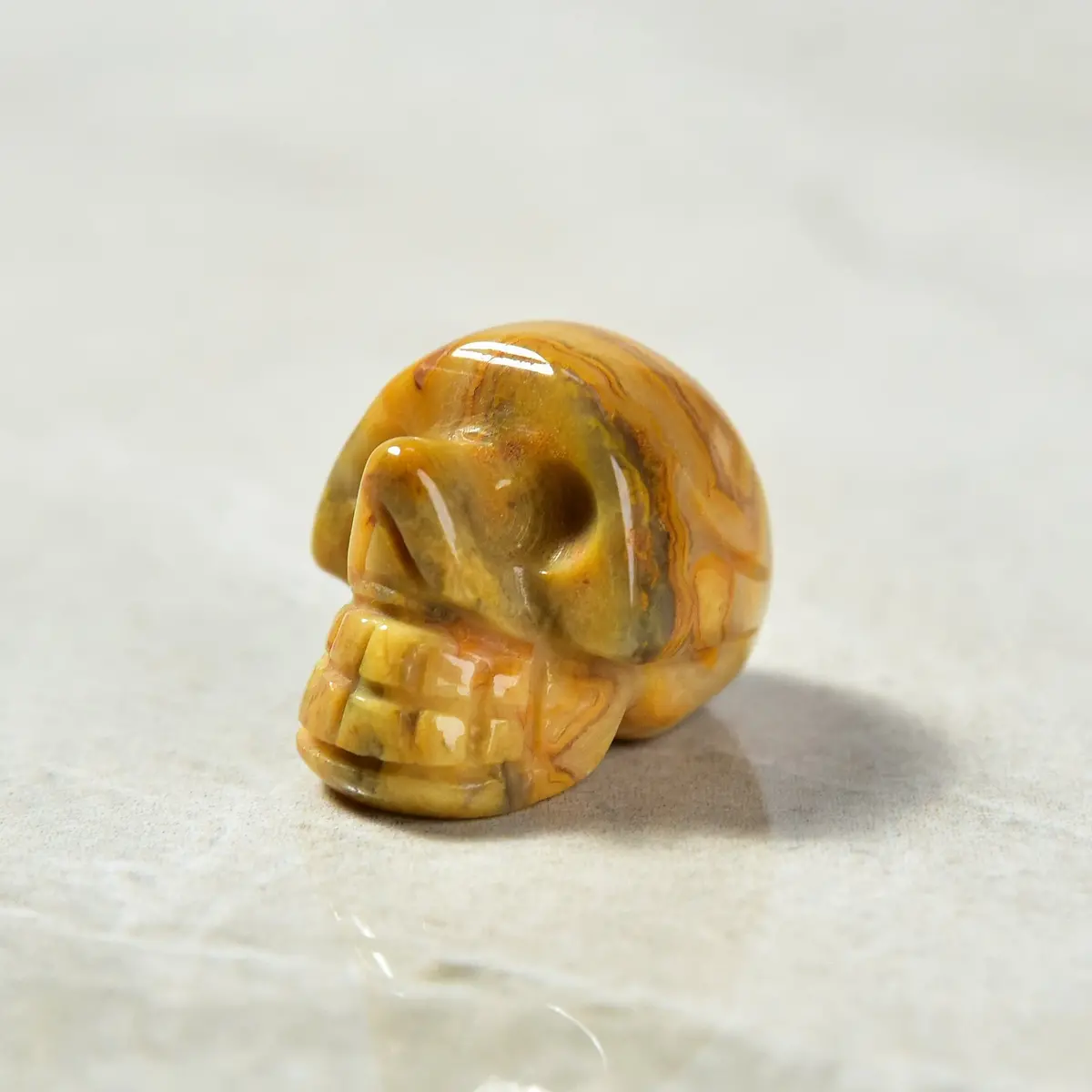 1" Crazy Lace Agate Skull Natural Gemstone Carving 1
