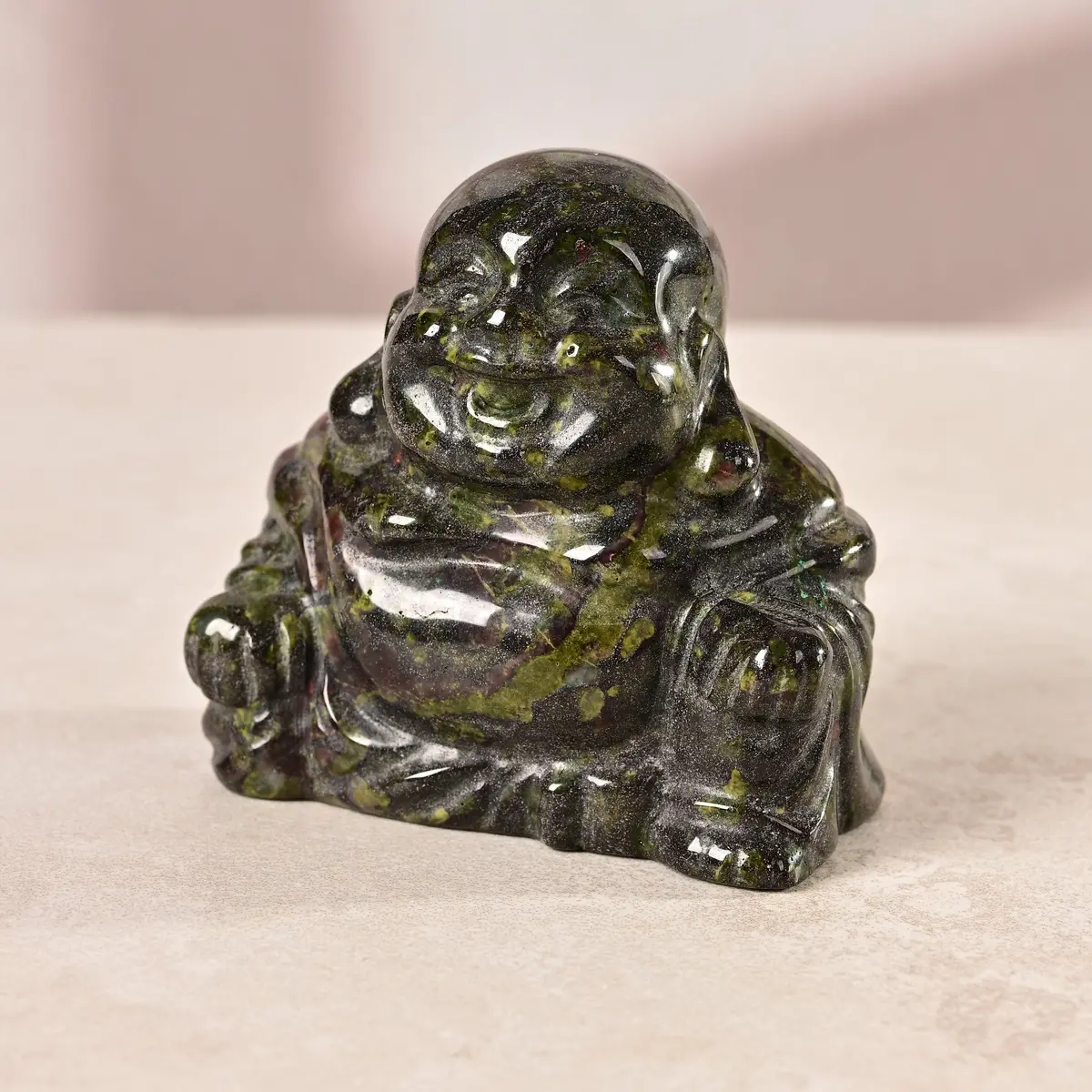 2.5" Bloodstone Buddha Natural Gemstone Carving 1