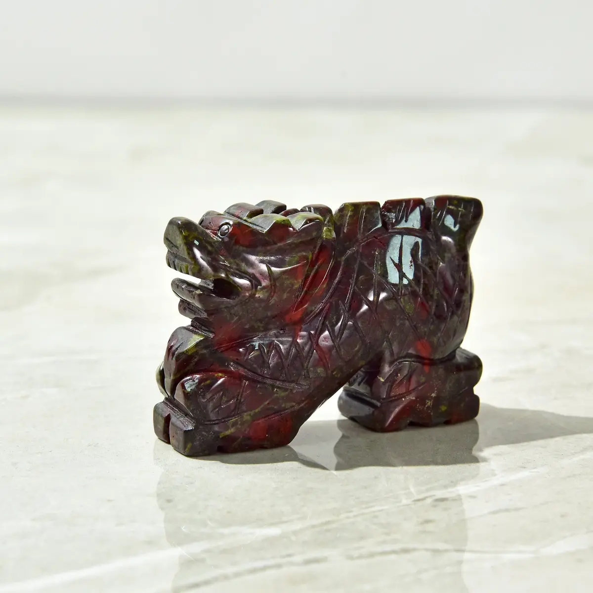 2.5" Bloodstone Dragon Natural Gemstone Carving 1