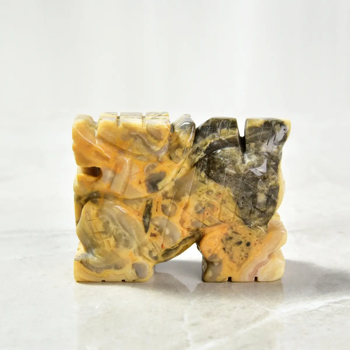 2.5" Crazy Lace Agate Dragon Natural Gemstone Carving 1