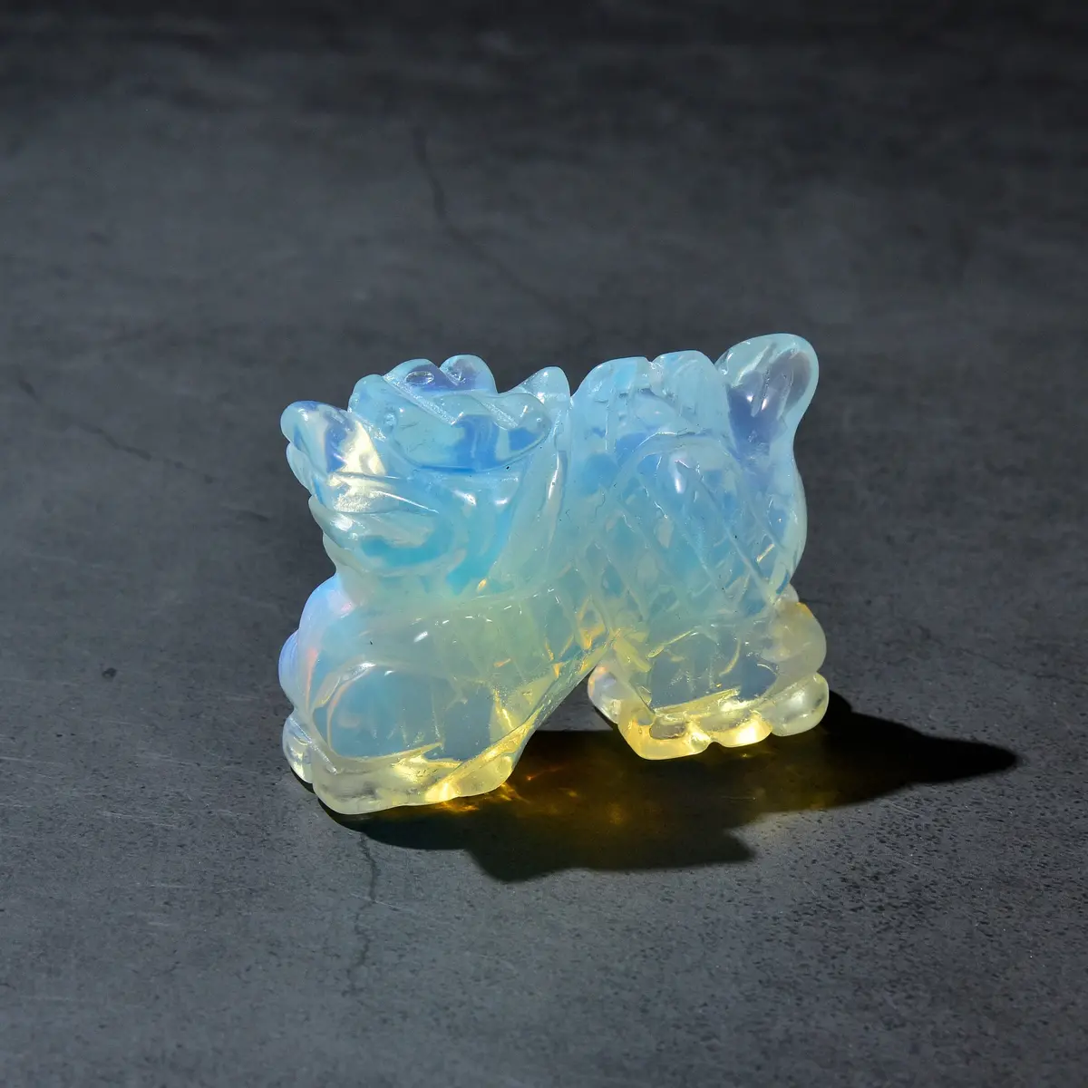 2.5" Opalite Moonstone Dragon Gemstone Carving 1