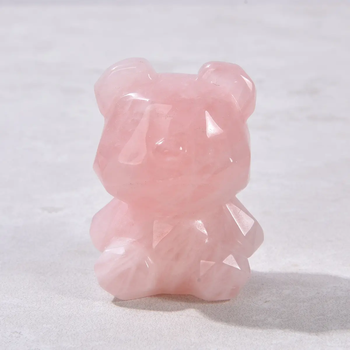 2.5" Rose Quartz Bear Natural Gemstone Carving 1