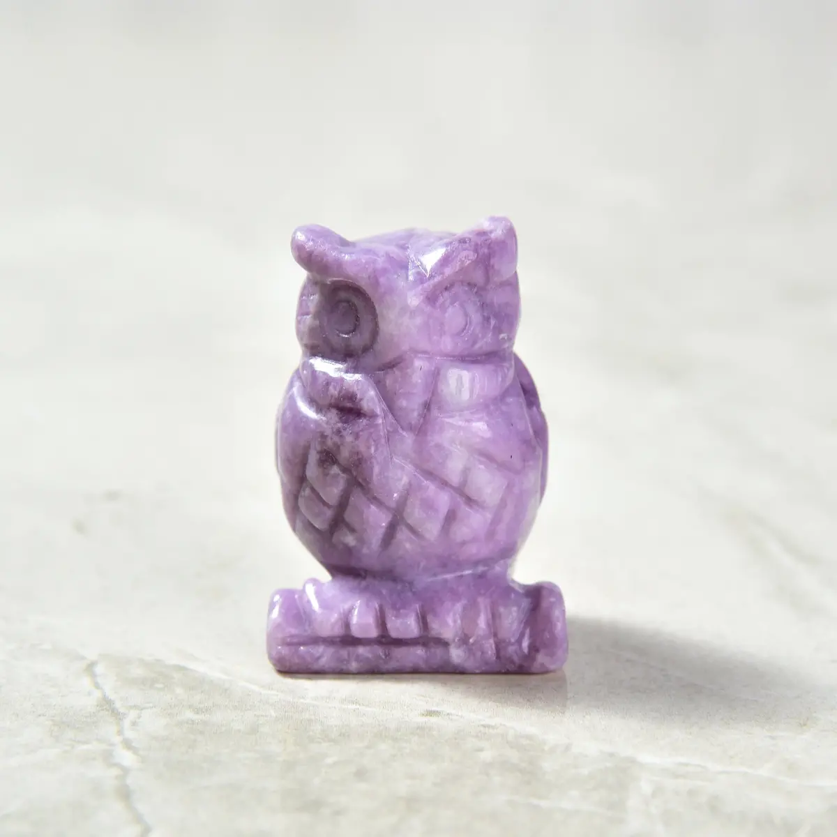 2" Lepidolite Owl Natural Gemstone Carving 1