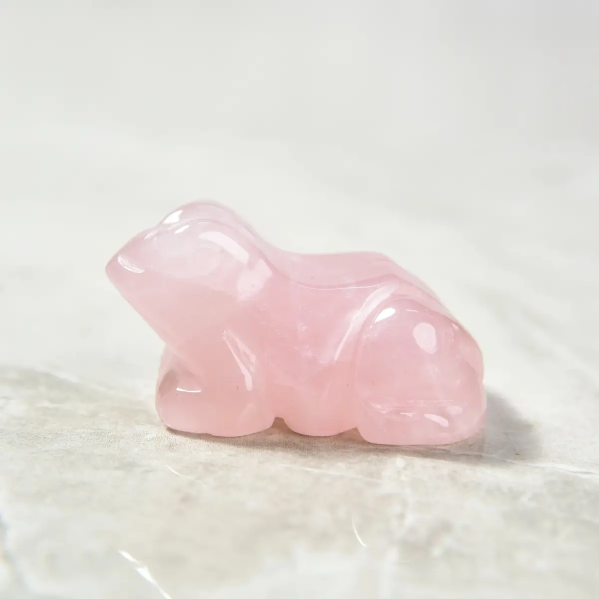 2" Rose Quartz Frog Natural Gemstone Carving 1