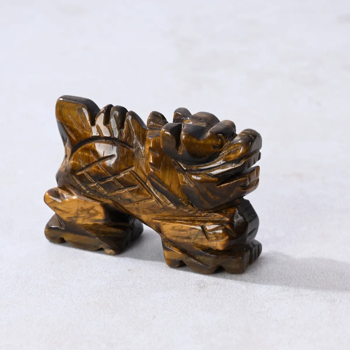 2" Tiger Eye Dragon Natural Gemstone Carving 1
