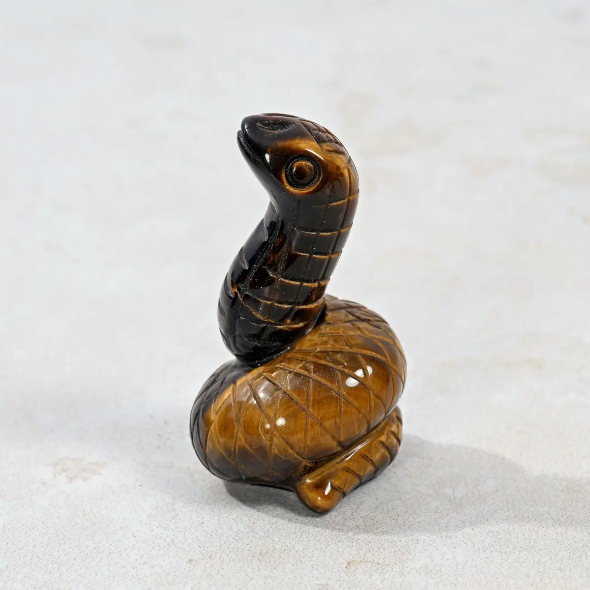 2" Tiger Eye Snake Natural Gemstone Carving 1