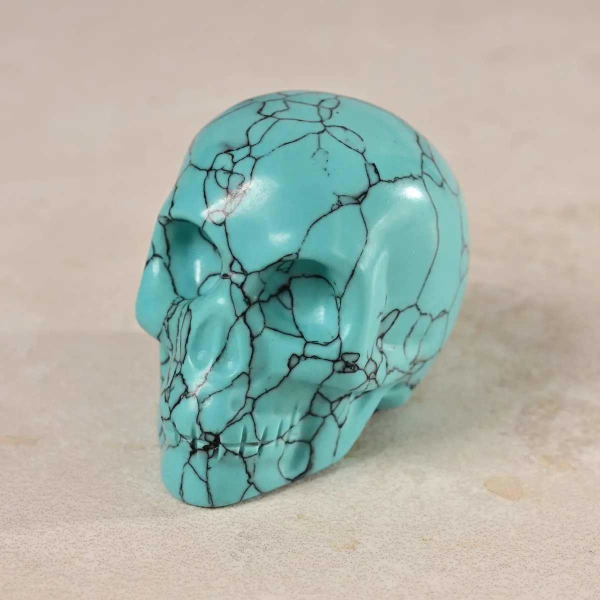 2" Howlite Turquoise Skull Gemstone Carving 1