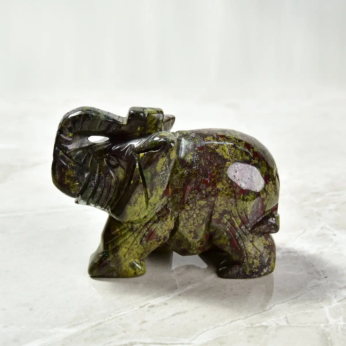 4" Bloodstone Elephant Natural Gemstone Carving 1