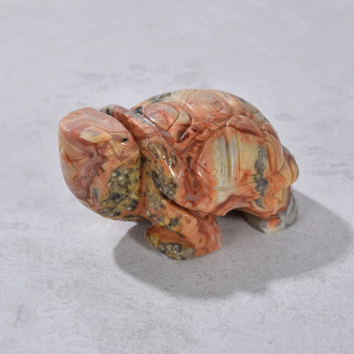 4" Crazy Lace Agate Elephant Natural Gemstone Carving 1