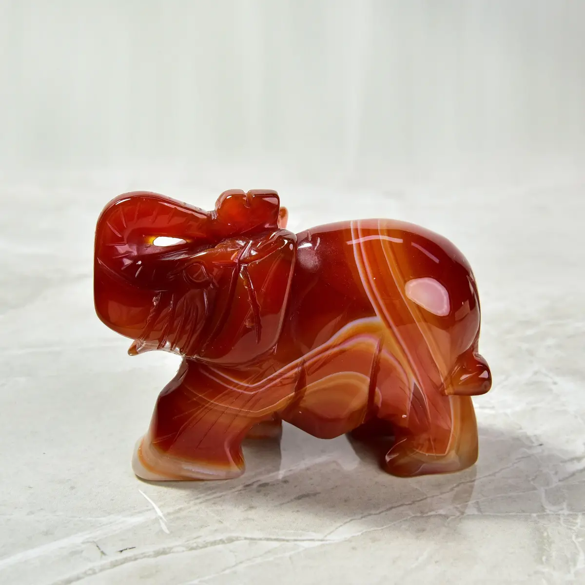 4" Red Jasper Elephant Natural Gemstone Carving 1