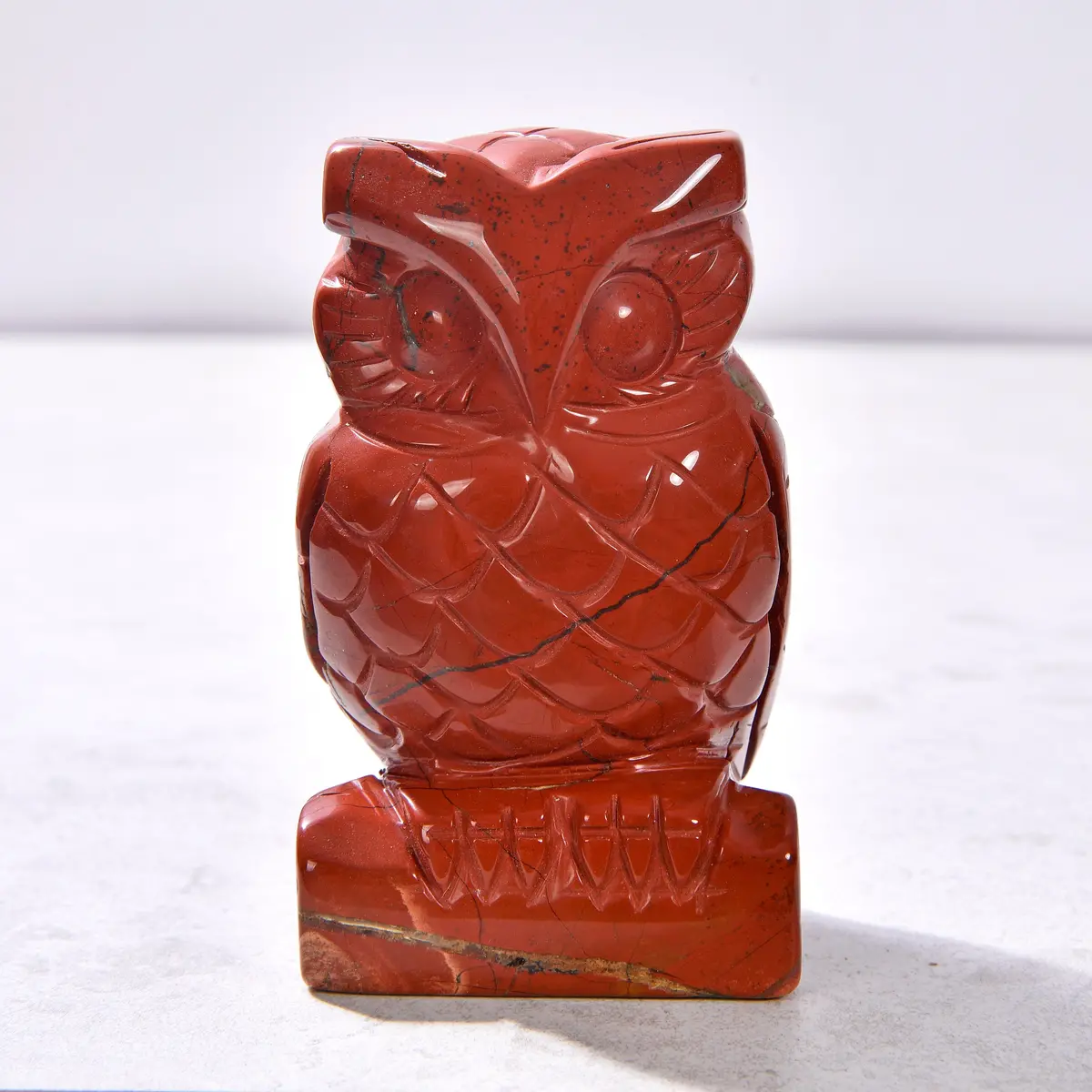 4" Red Jasper Owl Natural Gemstone Carving 1