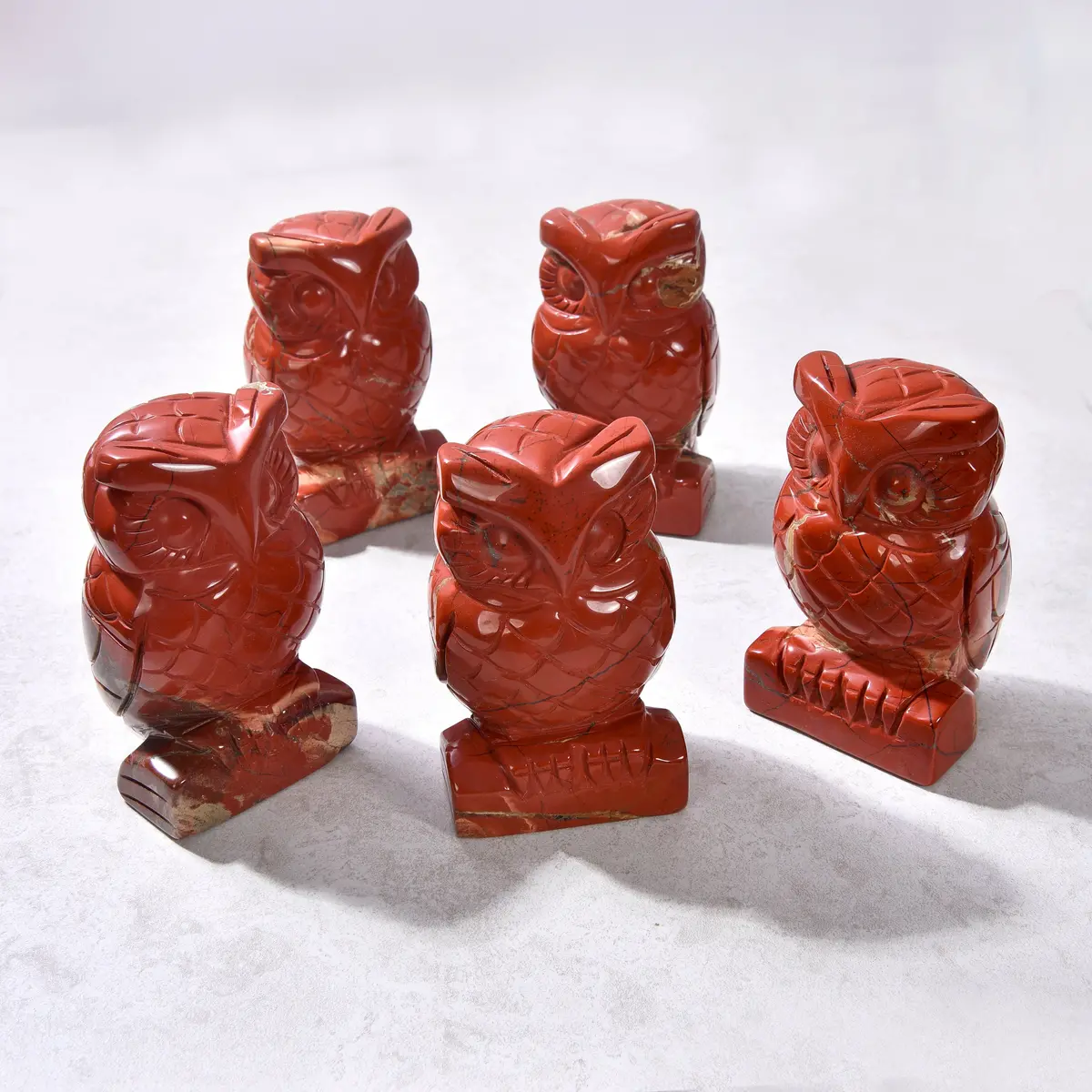 4" Red Jasper Owl Natural Gemstone Carving 2