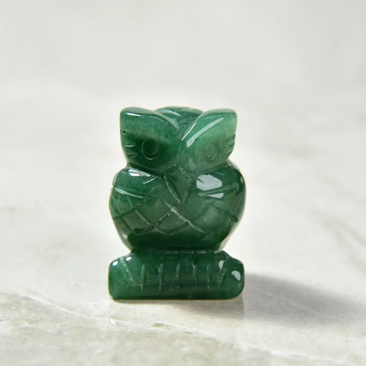 Aventurine Owl 1.5" Gemstone Carving 1