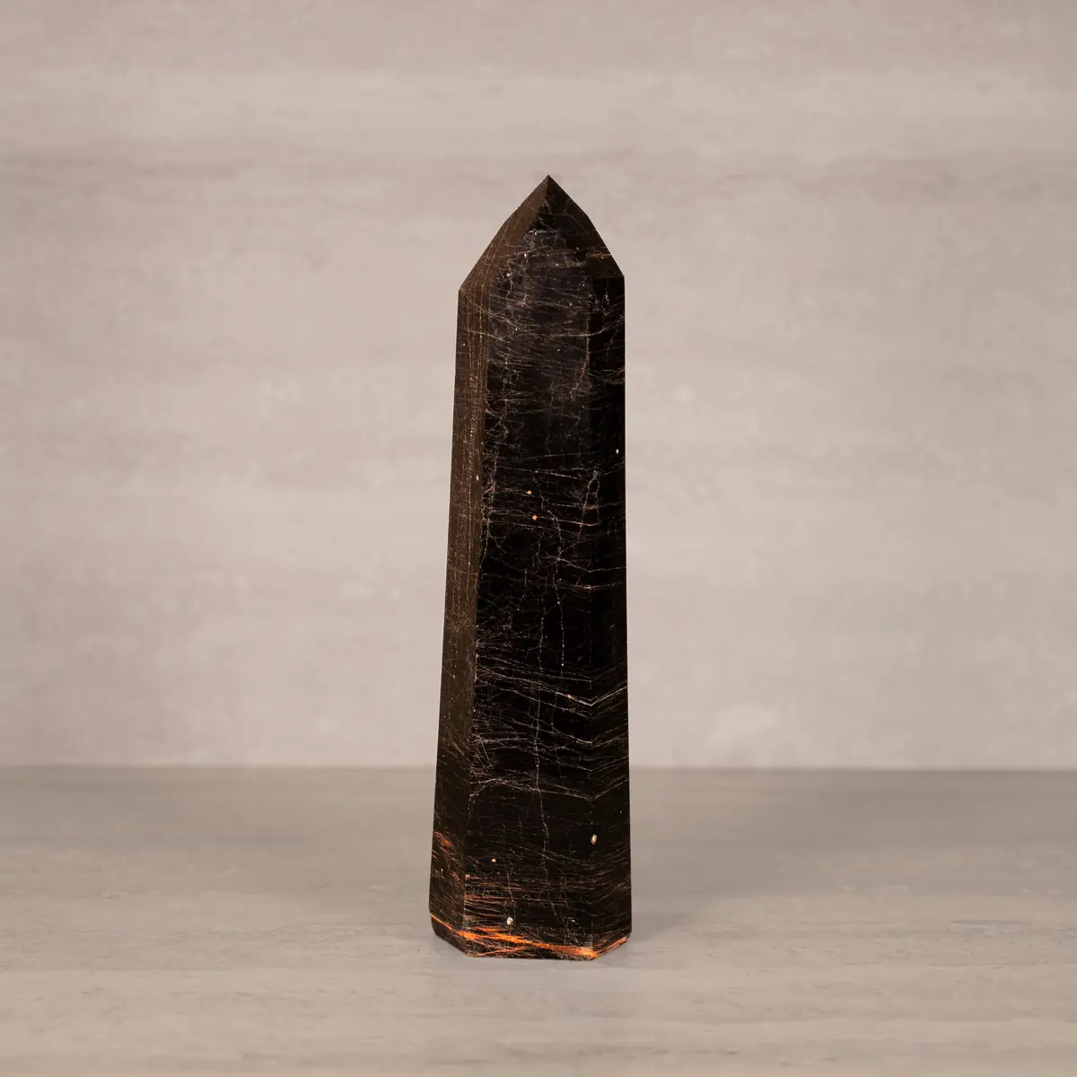Black Tourmaline Obelisk Tower Gemstone Carving From Brazil - 11" / 1,300 Grams 1