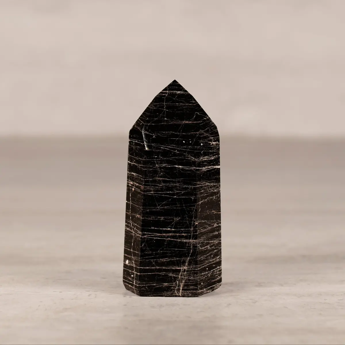 Black Tourmaline Obelisk Tower Gemstone Carving From Brazil - 200-299 Grams 1