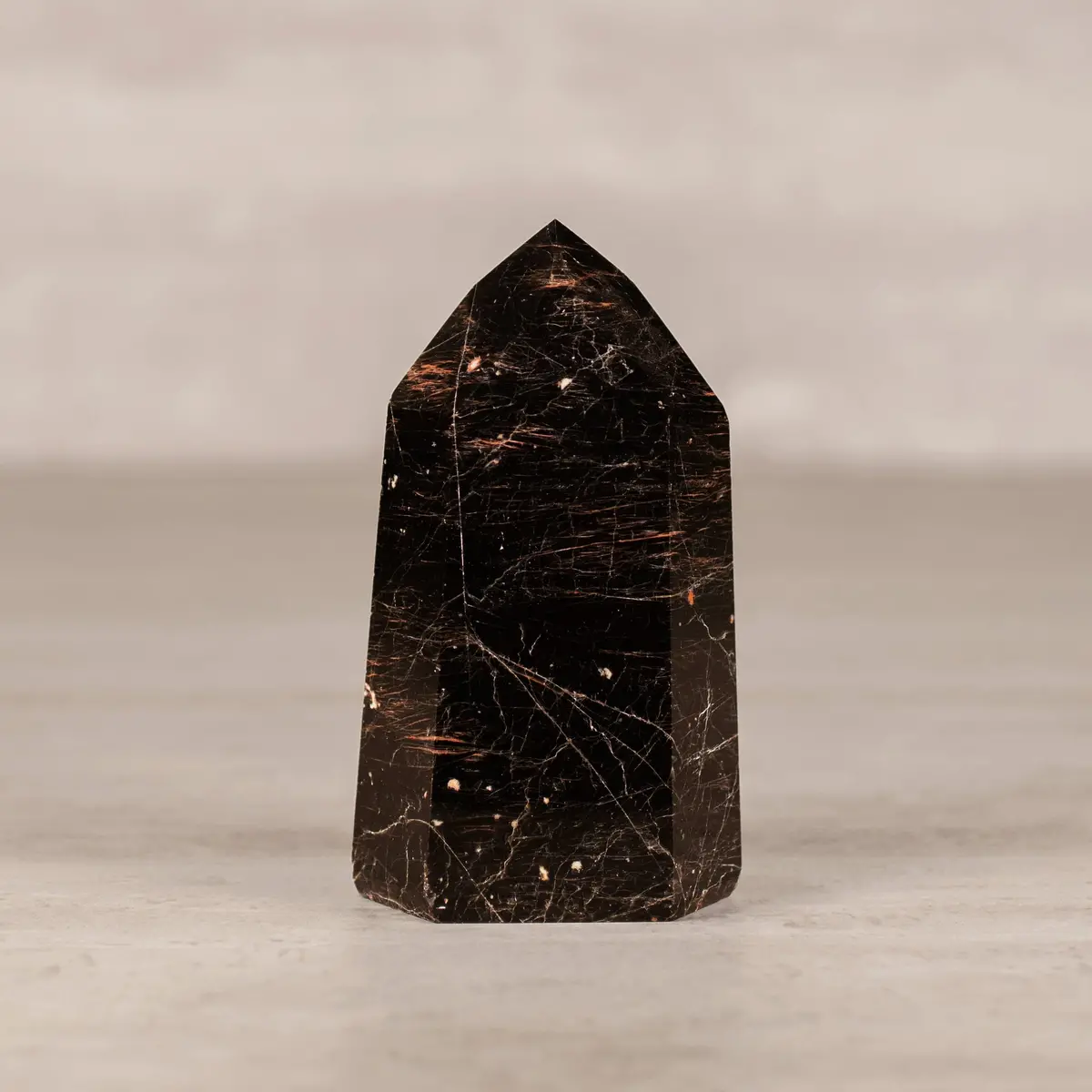 Black Tourmaline Obelisk Tower Gemstone Carving From Brazil - 400-499 Grams 1