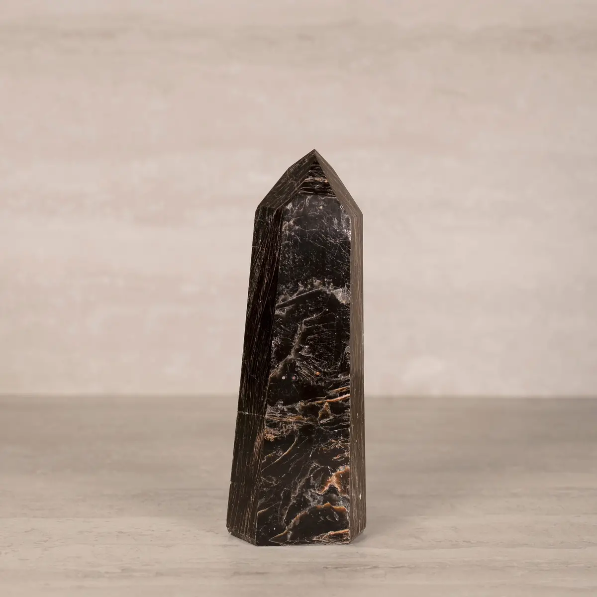 Black Tourmaline Obelisk Tower Gemstone Carving From Brazil - 8.5" / 1,045 Grams 1