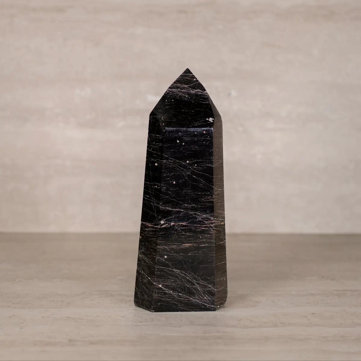 Black Tourmaline Obelisk Tower Gemstone Carving From Brazil - 9" / 1,240 Grams 1