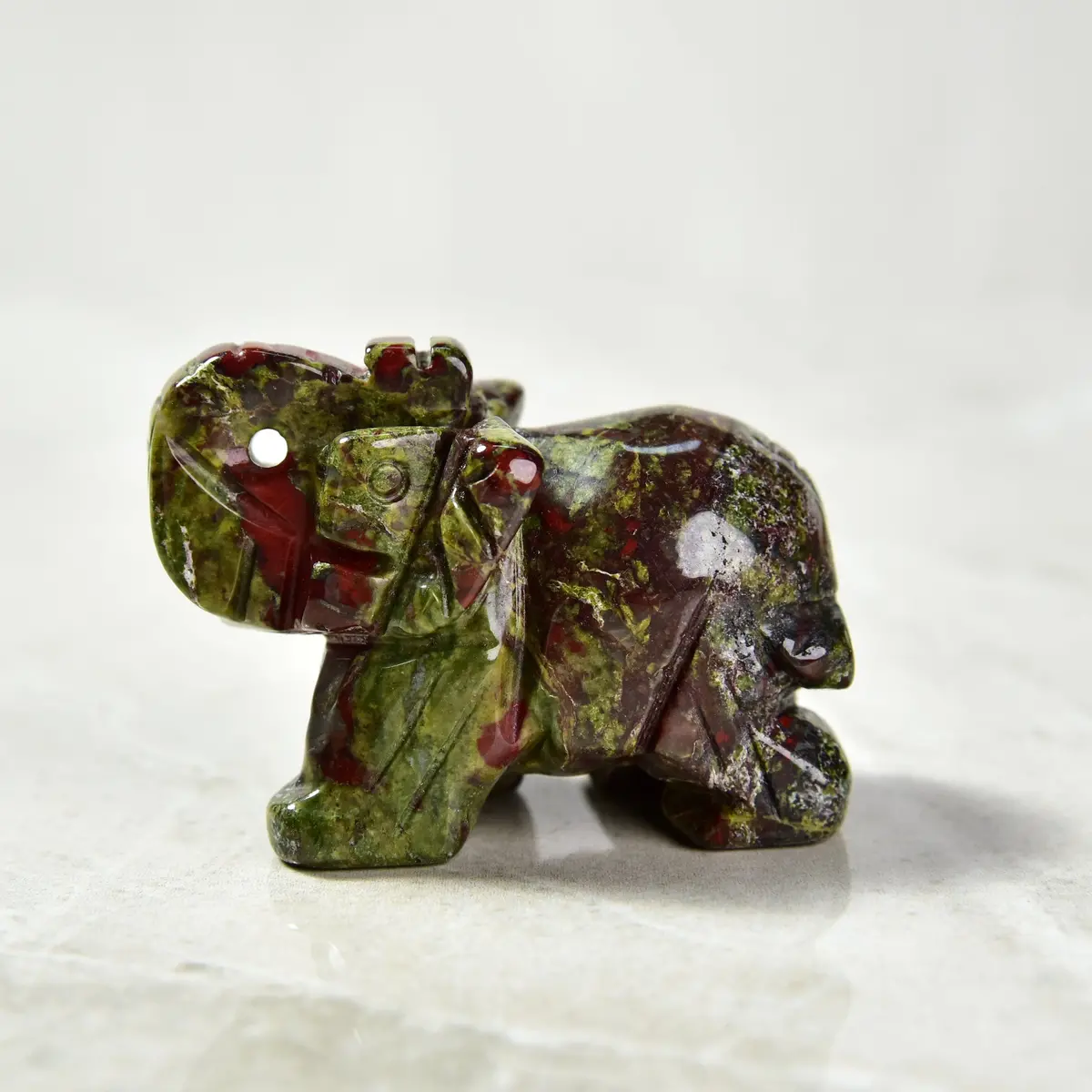 Bloodstone Elephant 2" Gemstone Carving 1