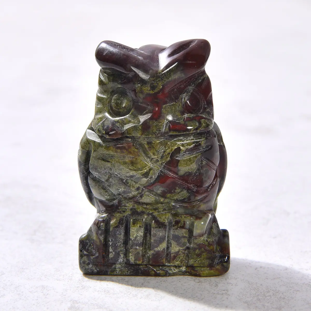 Bloodstone Owl  2'' Natural Gemstone Carving 1