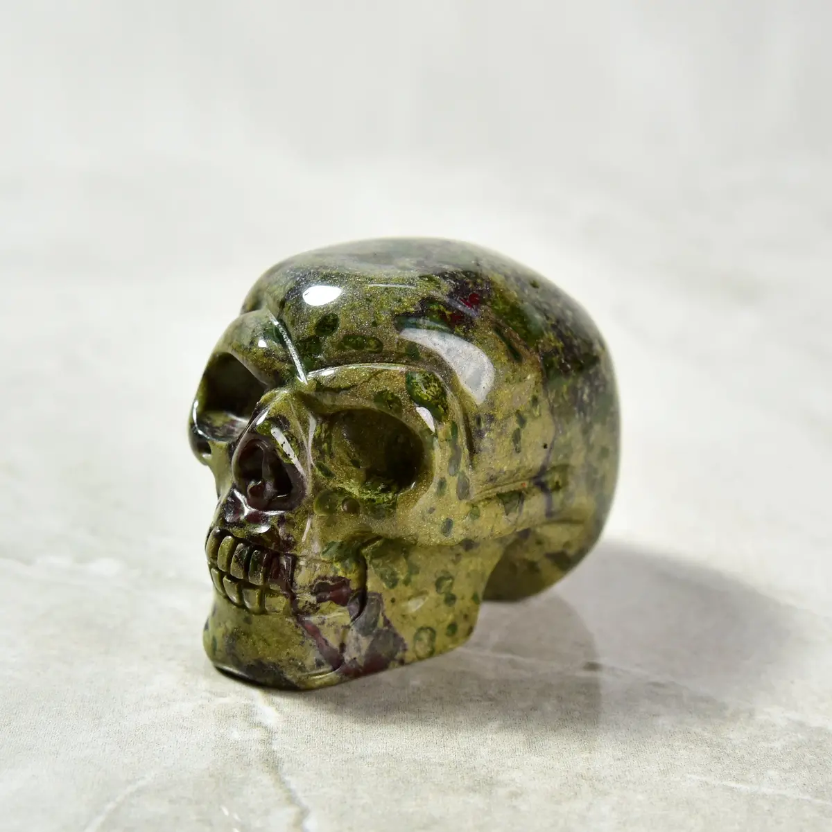 Bloodstone Skull 2'' Natural Gemstone Carving 1