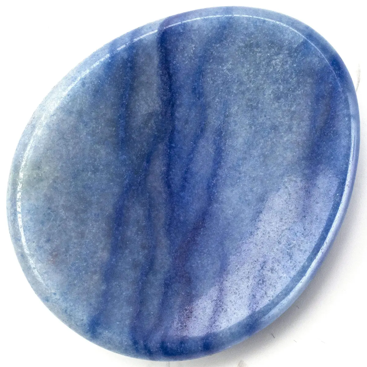 Blue Agate Worry Stone Natural Gemstone Carving 1