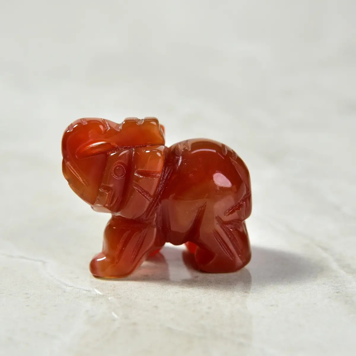 Carnelian Elephant 1.5'' Natural Gemstone Carving 1