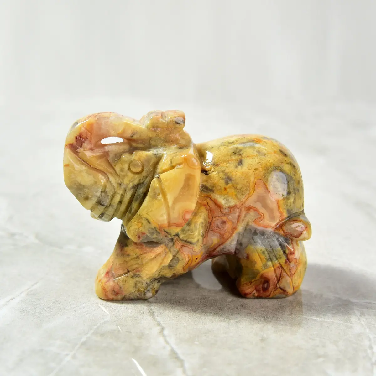 Crazy Lace Agate Elephant 2.5" Natural Gemstone Carving 1