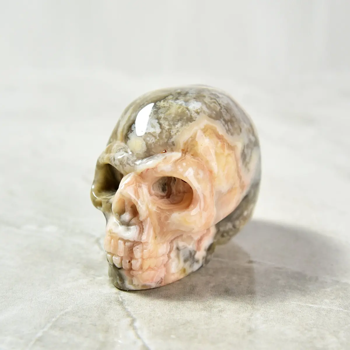 Crazy Lace Agate Skull 2'' Natural Gemstone Carving 1