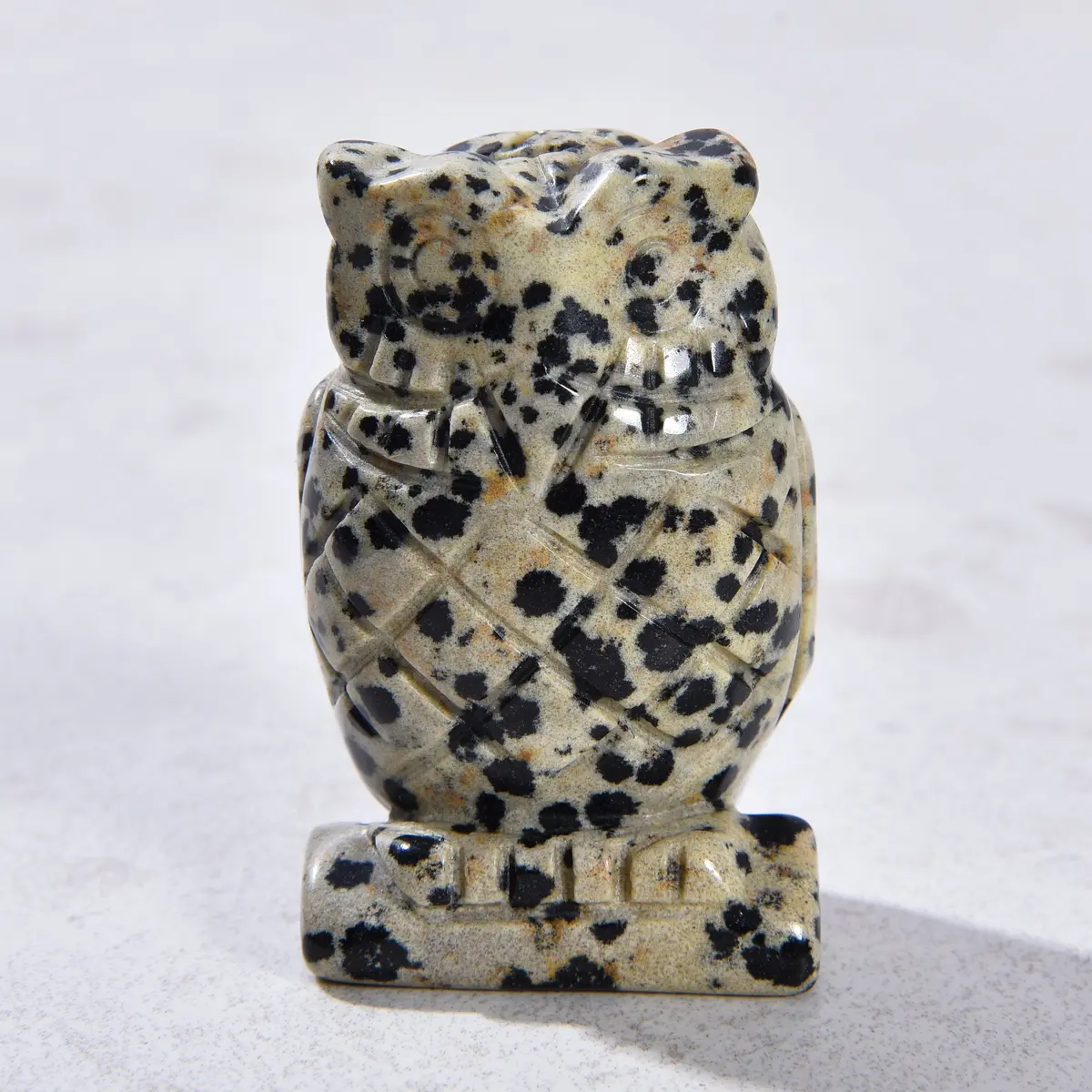 Dalmatian Jasper Owl  2'' Natural Gemstone Carving 1