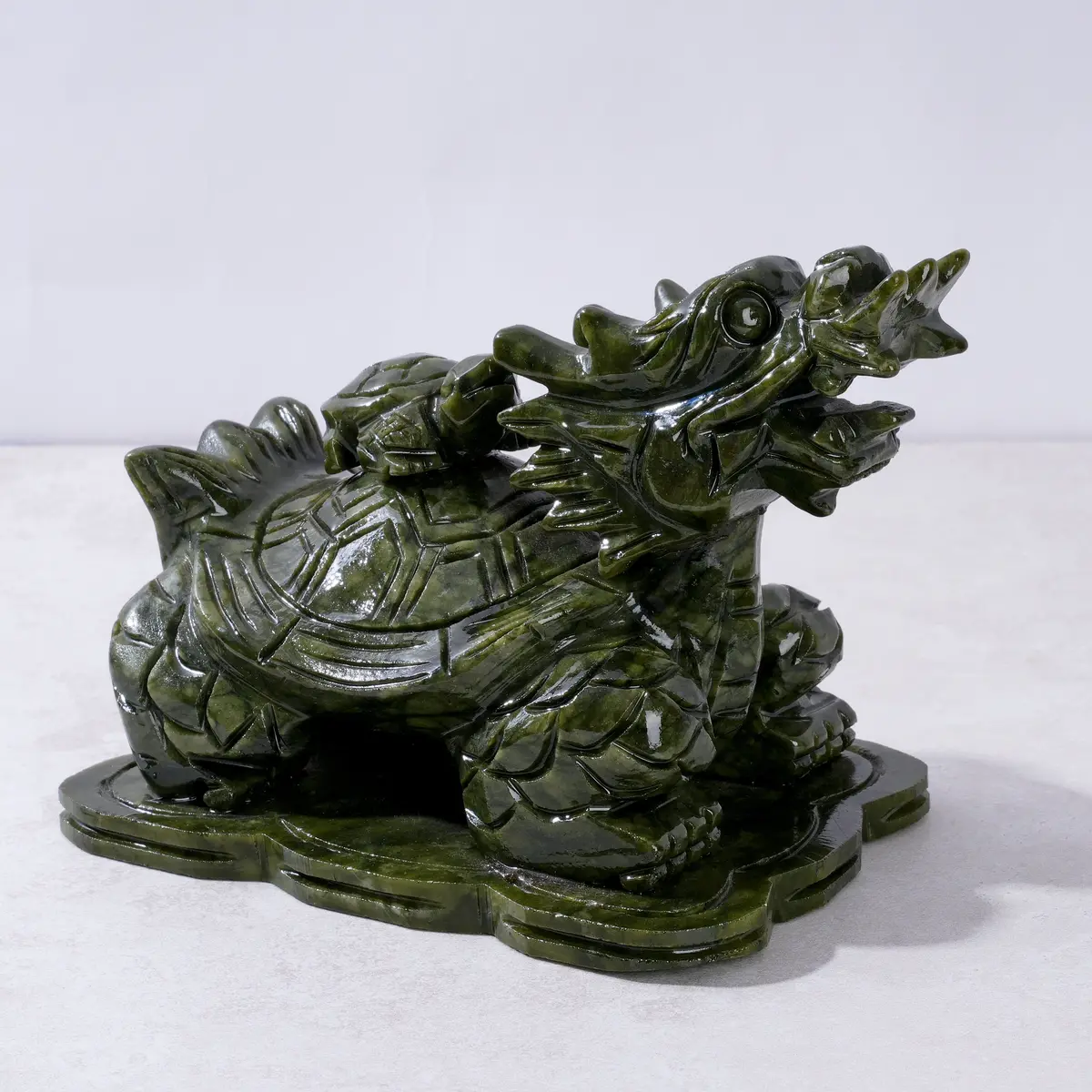 Dragon Turtle Jade Crystal Carving - A Symbol Of Patience And Good Fortune 1
